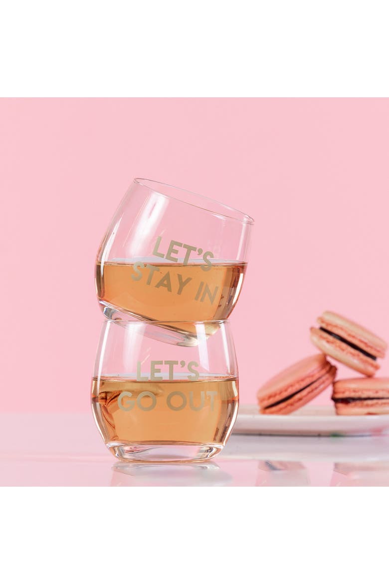 Let's Stay In/Out Mini Glasses Set of 2 Glass Clear 10 oz, Alternate, color, Clear