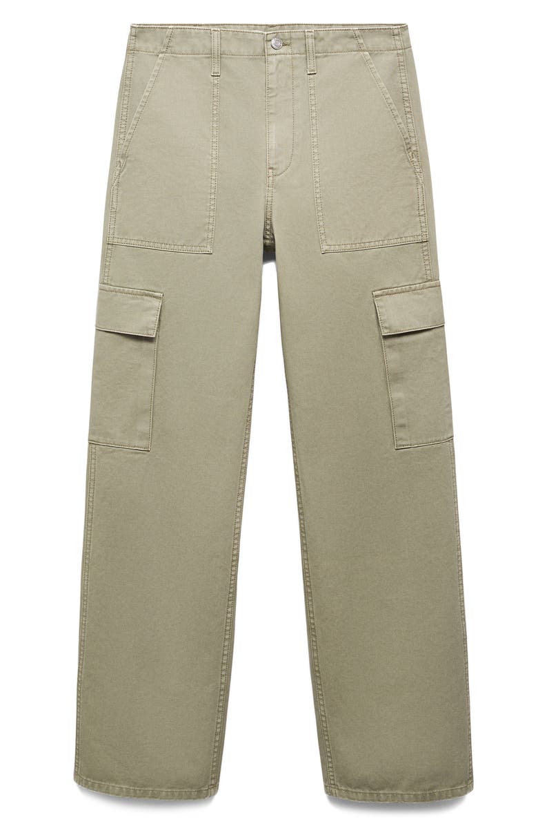 MANGO Straight Leg Cargo Jeans, Alternate, color, Khaki Green