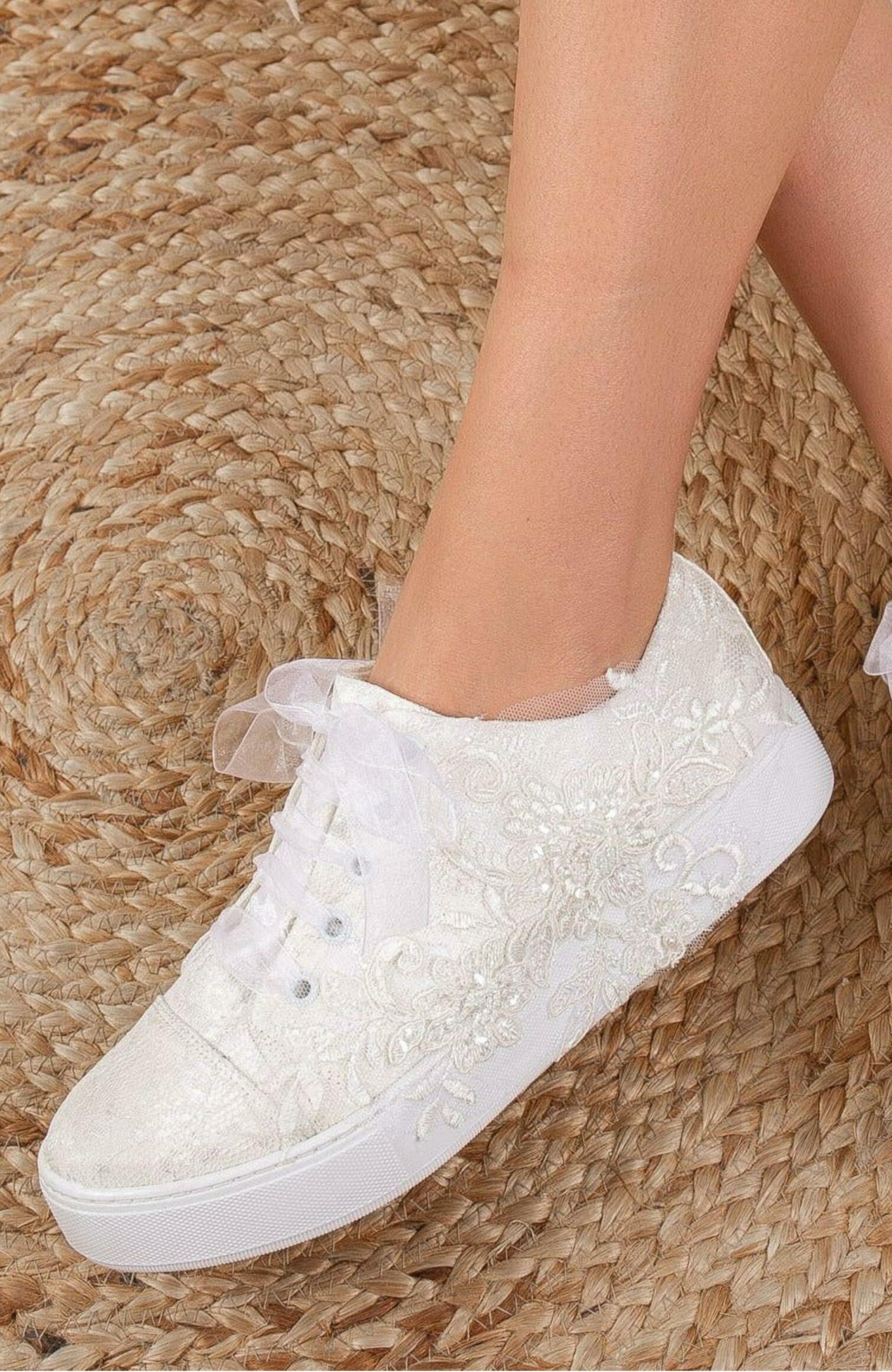 Forever & Always Shoes Elise Lace Bridal Sneakers, Alternate, color, Ivory