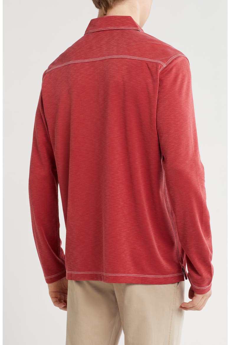Vintage Slub Knit Long Sleeve Polo, Alternate, color, RED