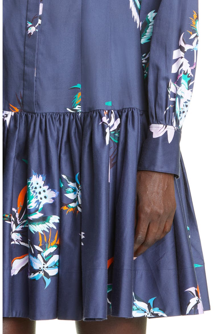 Floral Long Sleeve Polished Cotton Shirtdress, Alternate, color, NAVY LILAC MULTI