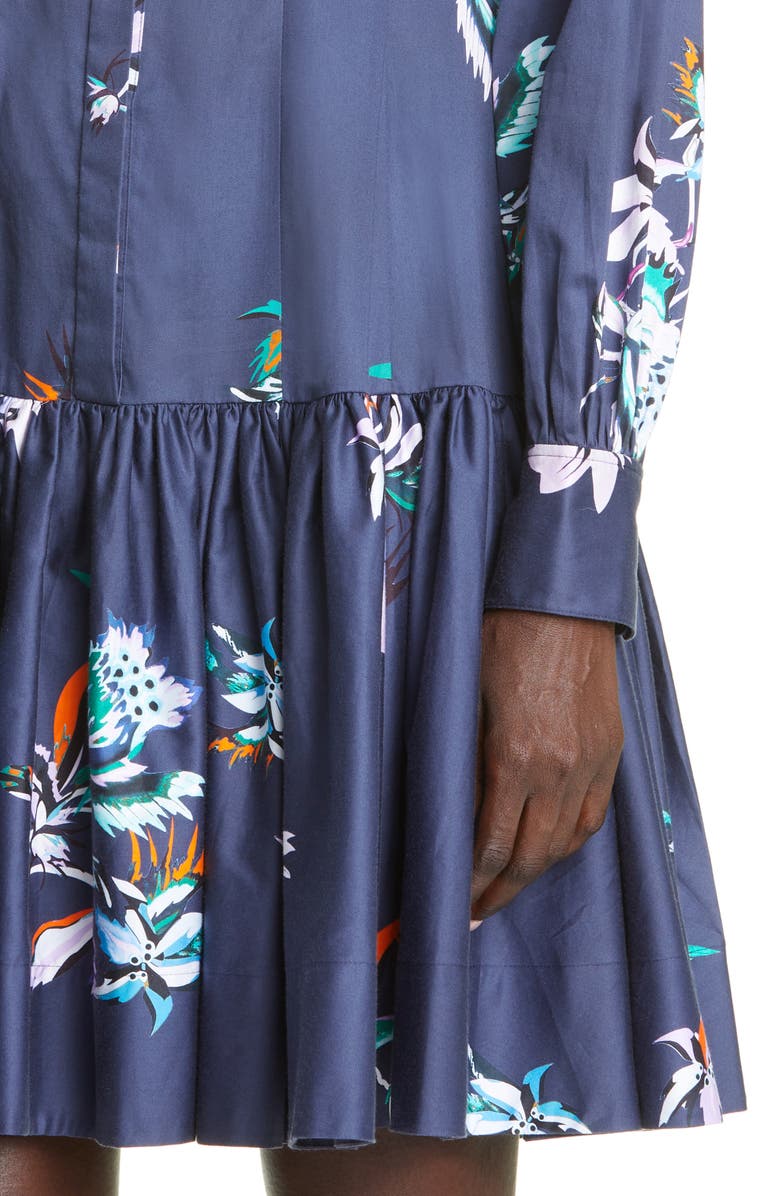 Jason Wu Collection Floral Long Sleeve Polished Cotton Shirtdress, Alternate, color, 