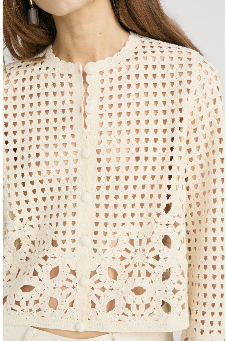 The Postcard Open Stitch Cardigan, Alternate, color, CREAM