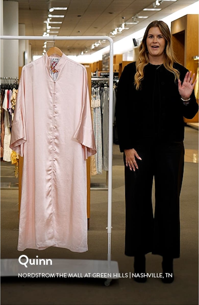 Long Sleeve Satin Cover-Up Caftan, sales video thumbnail