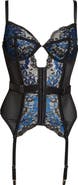 Coquette Floral Mesh Underwire Bustier with Garter Straps