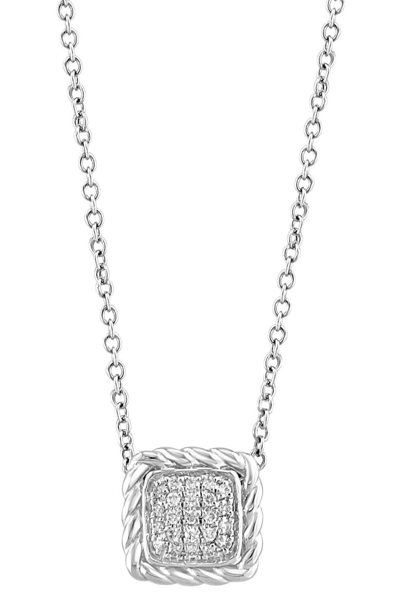 Diamond Pavé Pendant Necklace - 0.09ctw, Main, color, SILVER