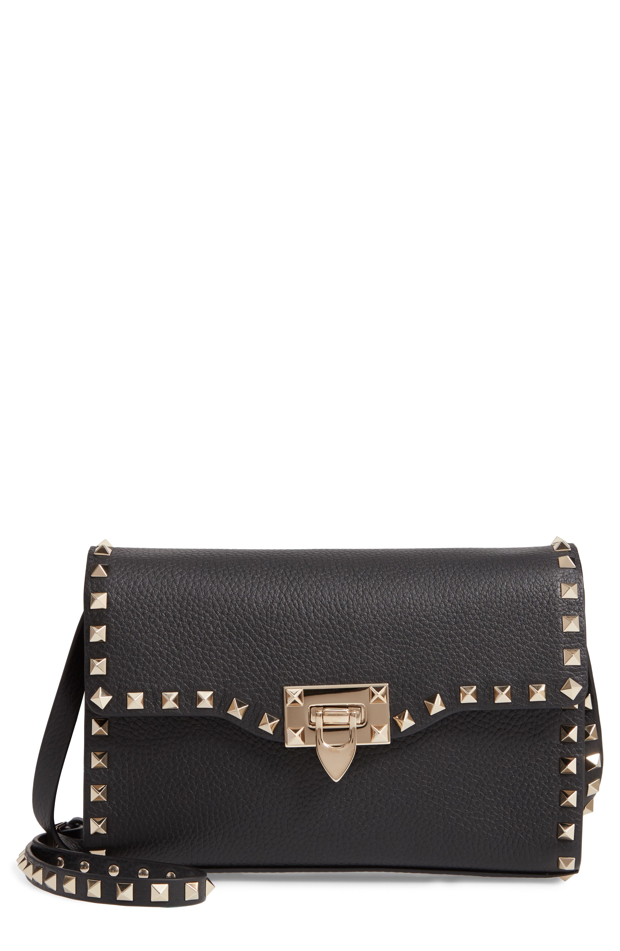 Valentino Garavani Medium Rockstud Leather Shoulder Bag, Main, color, 