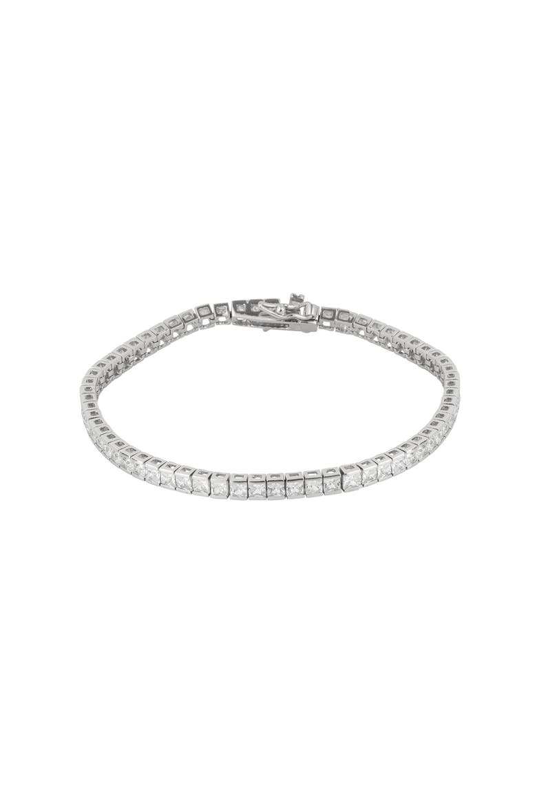Sterling Silver Square Rectangular Tennis Bracelet, Main, color, Silver