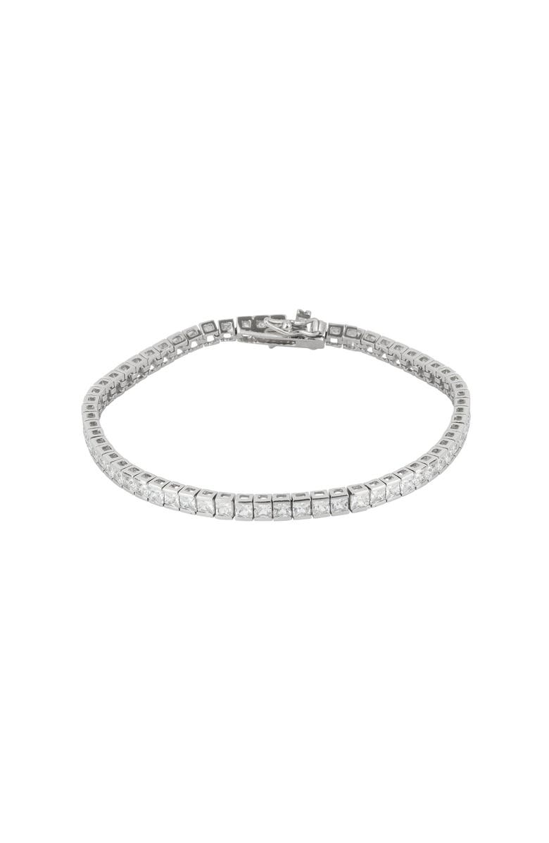 Spero London Sterling Silver Square Rectangular Tennis Bracelet, Main, color, Silver