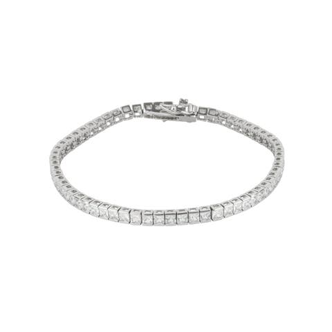 Sterling Silver Square Rectangular Tennis Bracelet