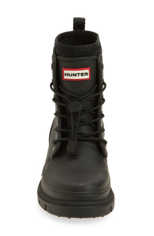 Hunter Kids' Stamp Waterproof Lace-up Rain Boot In Black