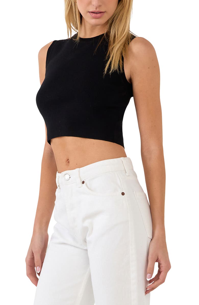 Grey Lab Rib Sleeveless Crop Top, Alternate, color, 