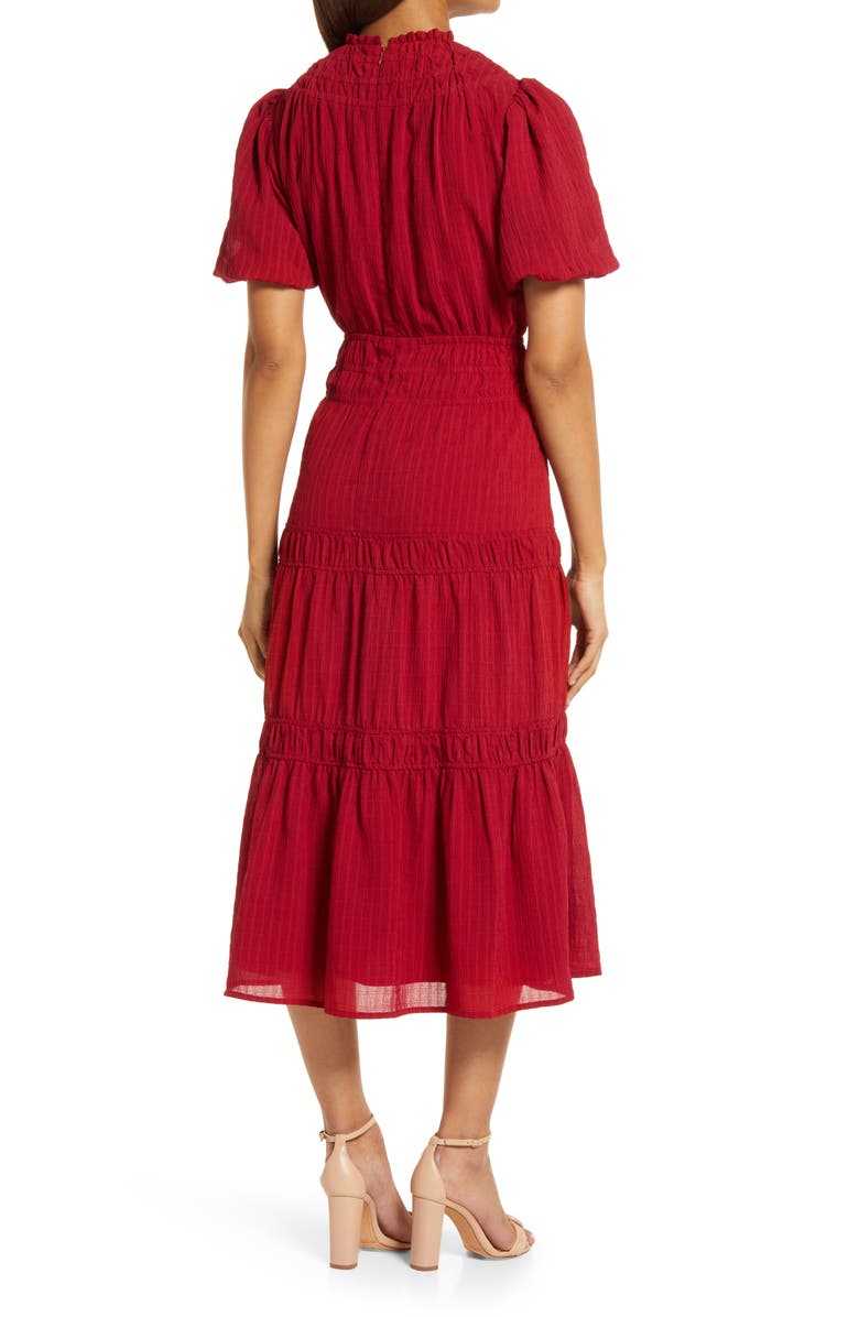 Adelyn Rae Vero Texutred Smock Detail Midi Dress, Alternate, color,