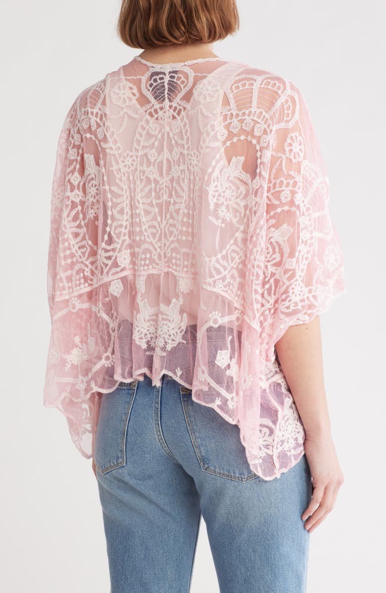 Forgotten Grace Embroidered Mesh Cardigan, Alternate, color, Blush/ White