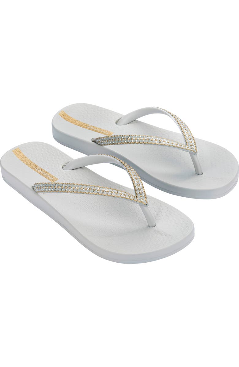Ipanema Crystal Mesh Flip Flop, Main, color, Grey/ Gold