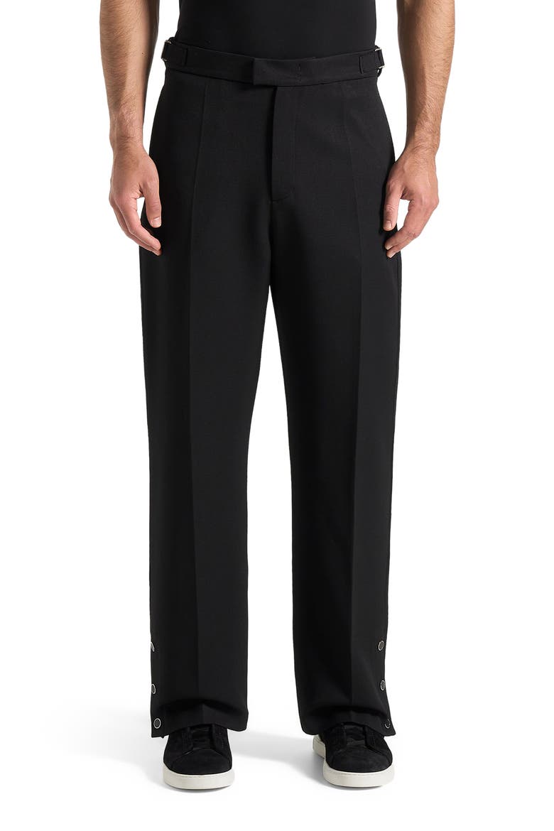 Boris Relaxed Fit Tailored Button Cuff Trousers, Main, color, Black