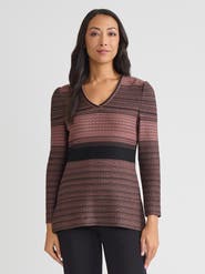 Misook Multi-Stitch Jacquard Knit Tunic