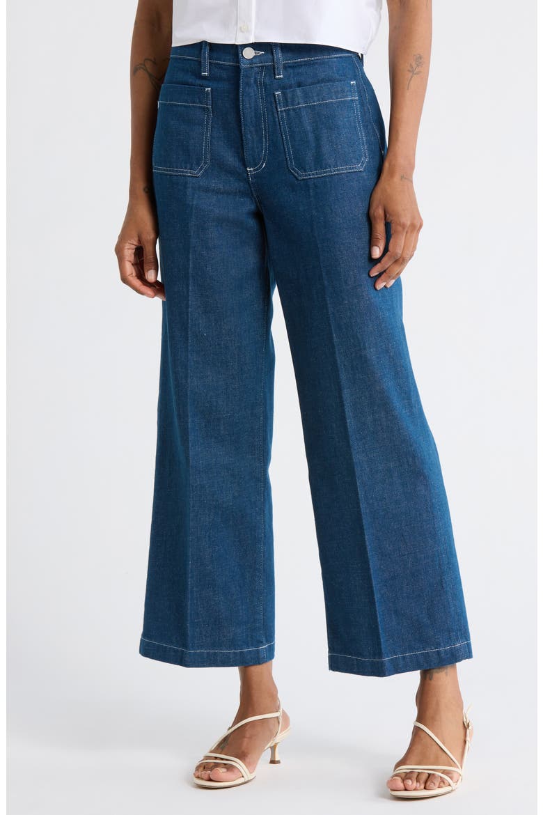 Kassie Patch Pocket High Waist Ankle Wide Leg Jeans, Main, color, MAST