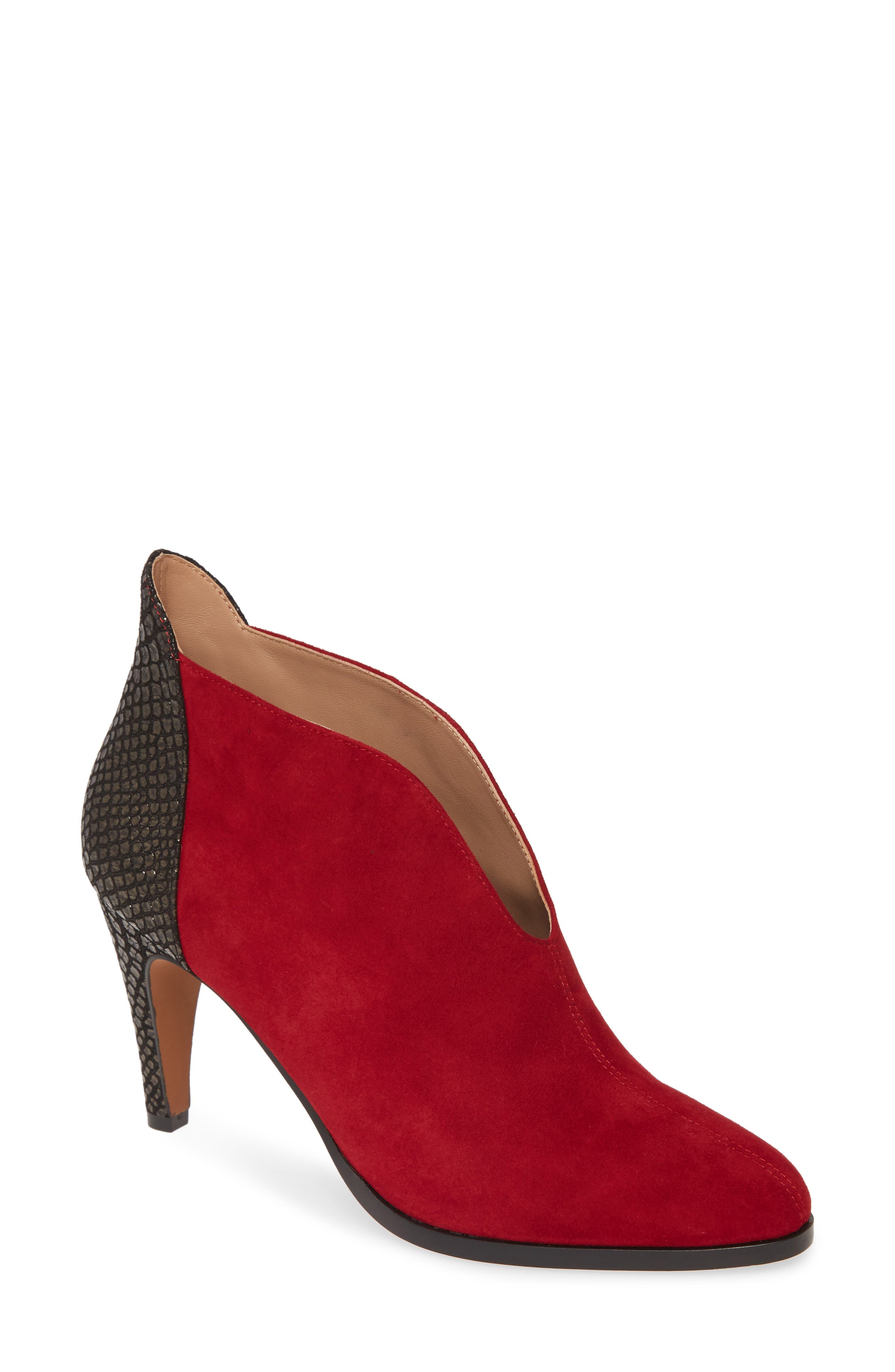 Nia Bootie, Main, color, RED/ BLACK SUEDE