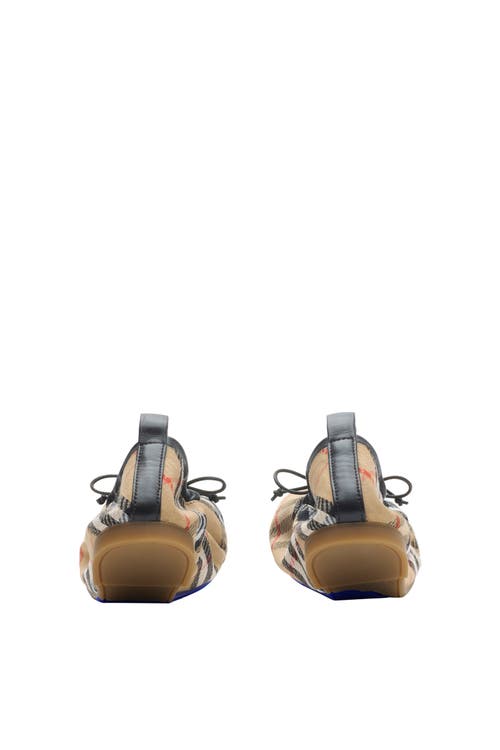 Burberry Check Fawn Ballerinas In Brown