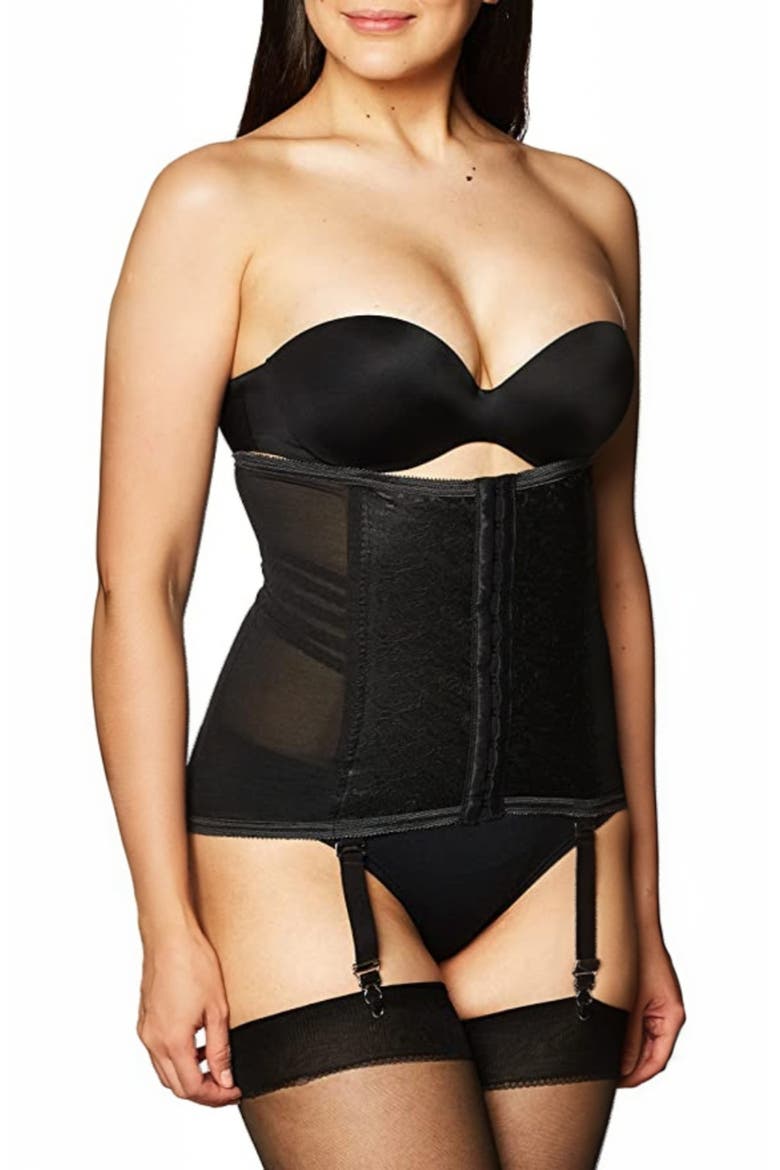 Waist Trainer Girdle with Garters Firm Shaping, Main, color, Black