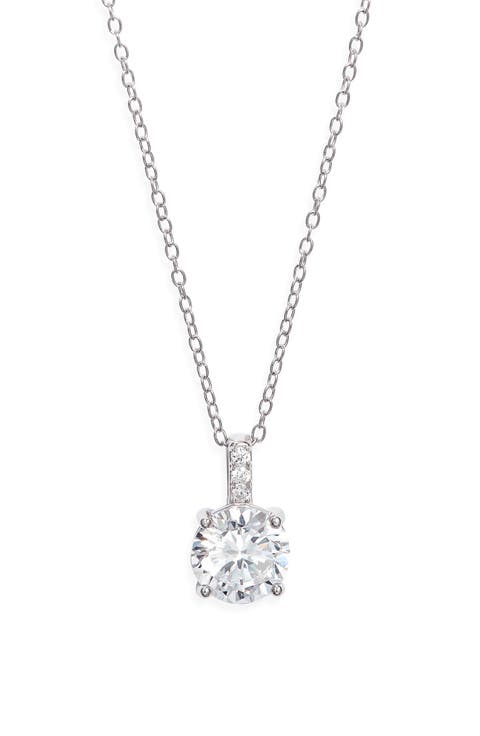 Round Cubic Zirconia Pendant Necklace