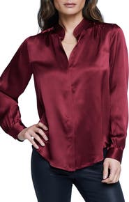 L'AGENCE Bianca Silk Satin Blouse