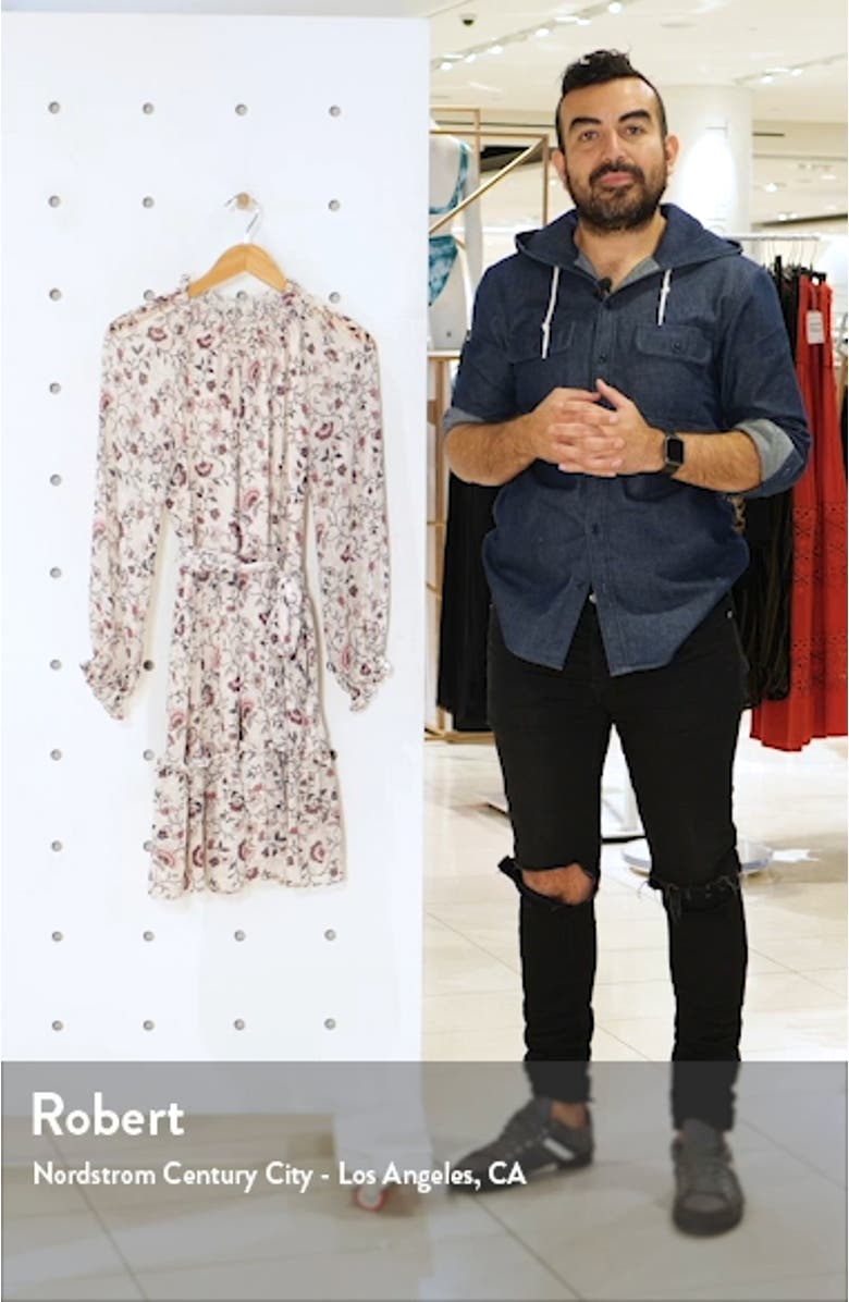 Floral Ruffle Long Sleeve Chiffon Dress, sales video thumbnail