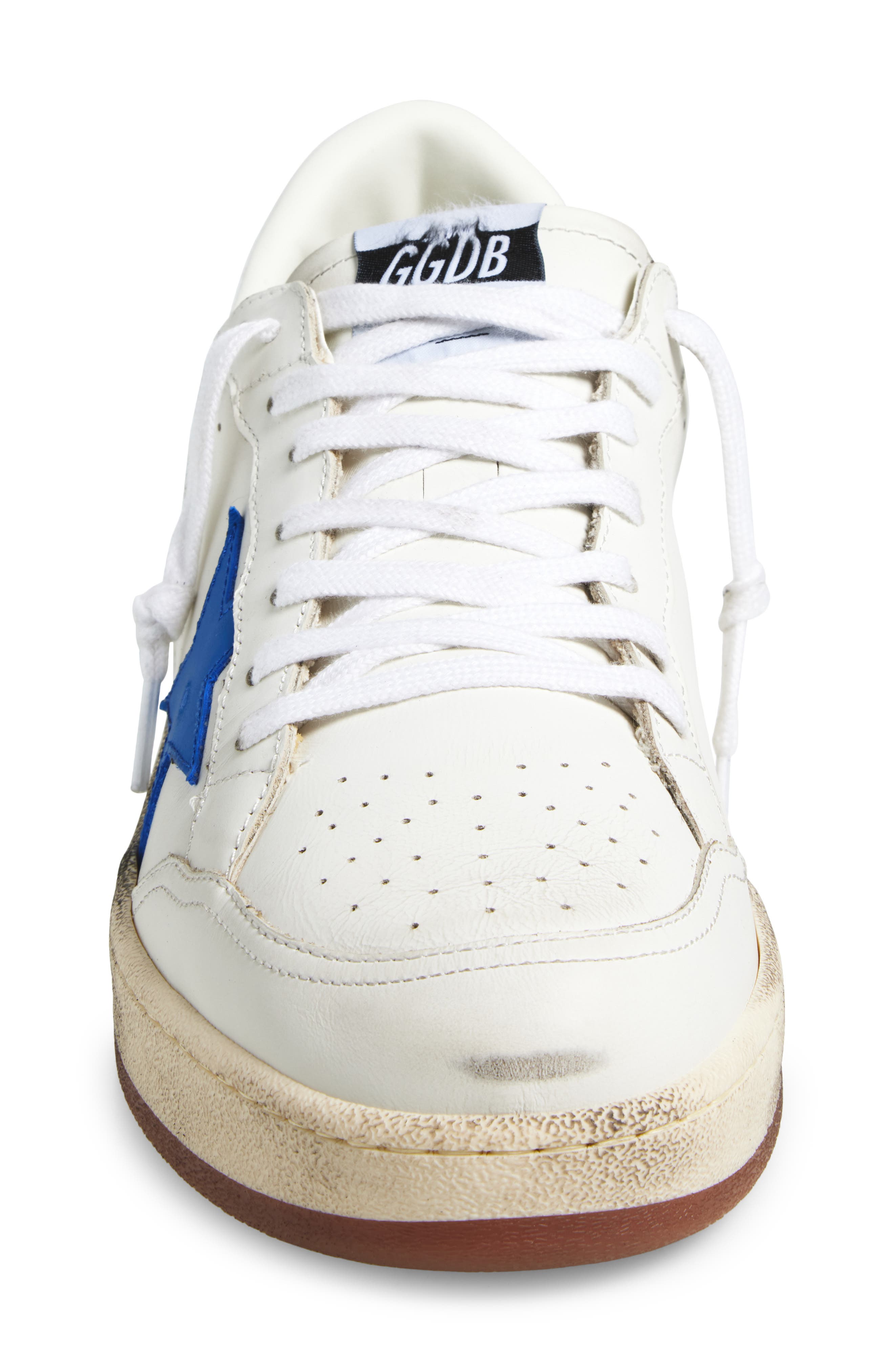 Golden Goose Ball Star Low Top Sneaker, Alternate, color, Optic White/ Blue/ Silver