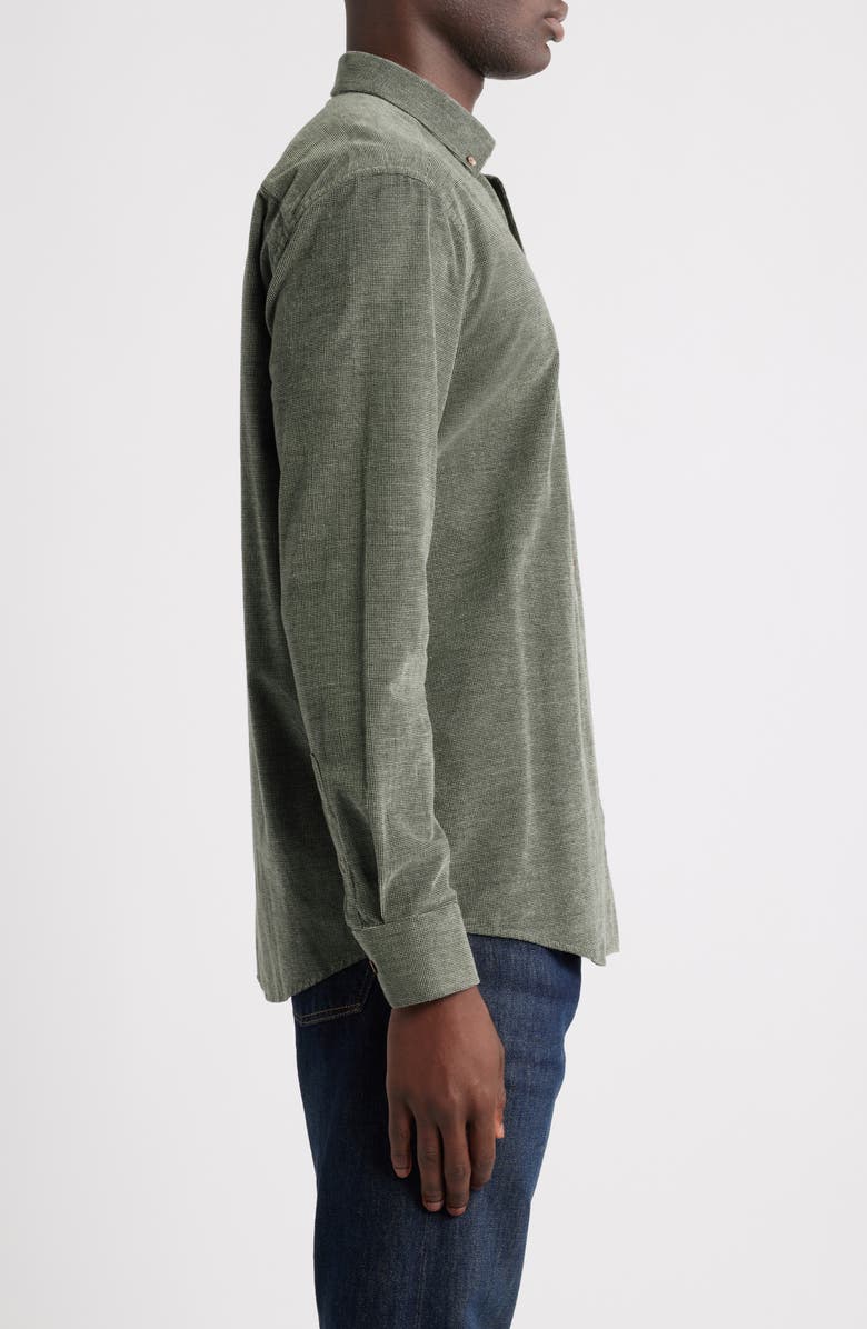 Johnston & Murphy Textured Cotton Button-Down Shirt, Alternate, color, Olive