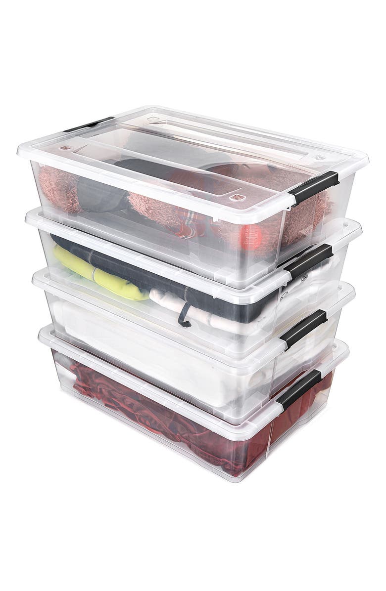 SORBUS 4-Pack Under Bed Storage Bins, Alternate, color, Clear