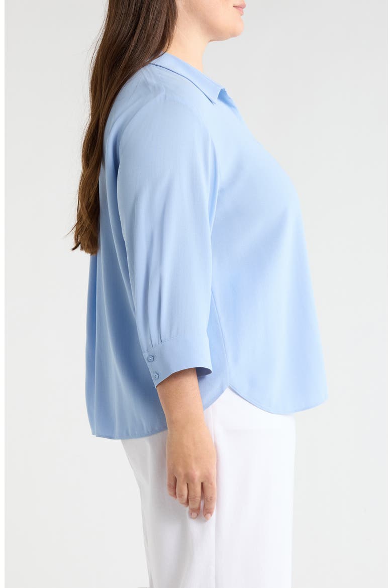 Split Neck Silk Top, Alternate, color, SKYLIGHT