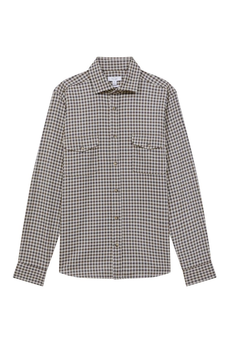 Tremont Check Brushed Button-Up Shirt, Alternate, color, CHOCOLATE MULTI