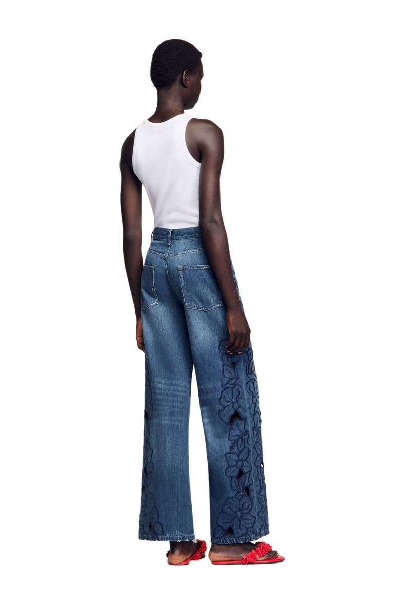 Embroidered jeans, Alternate, color, Blue jean
