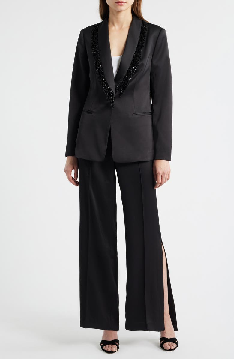 Elie Tahari The Gina Sequin Fringe Blazer, Alternate, color, Noir