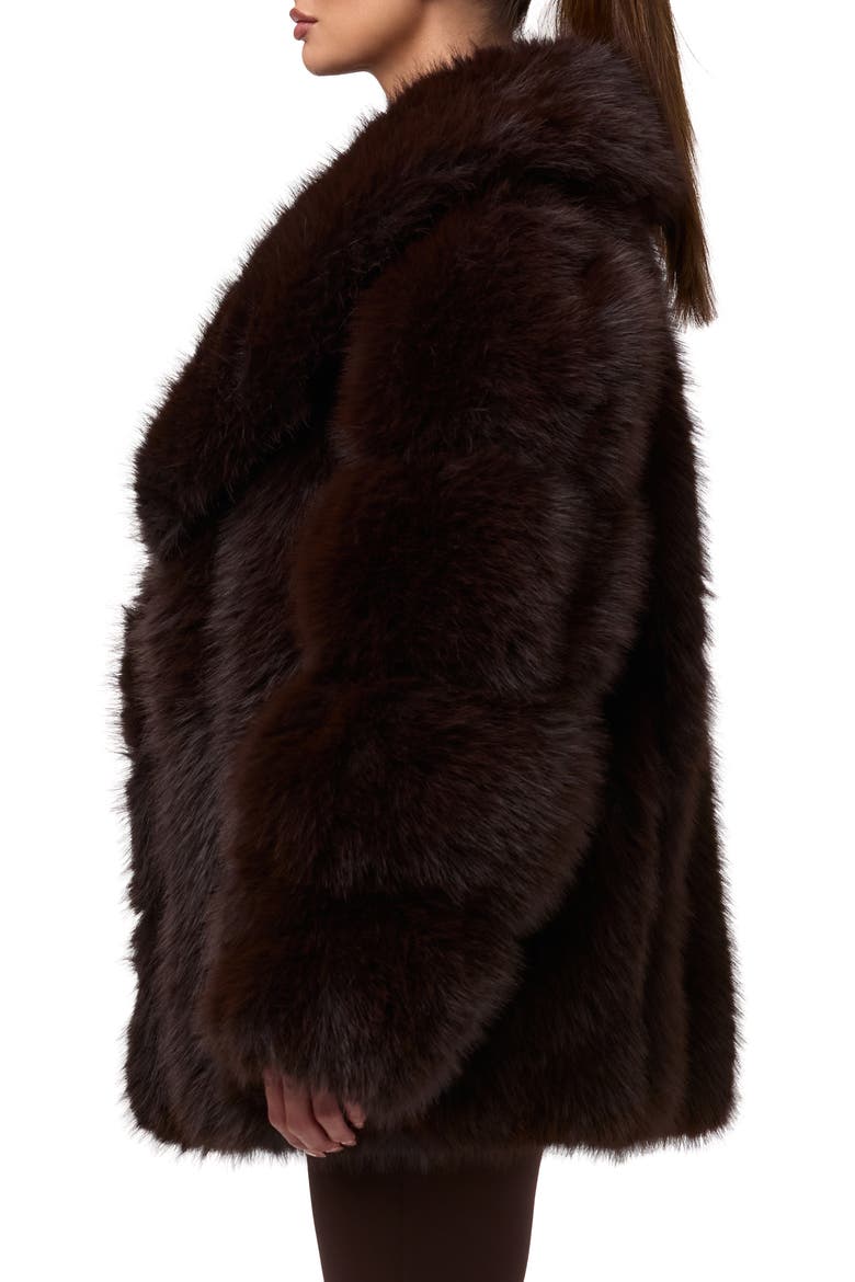 Shawl Lapel Faux Fur Coat, Alternate, color, DARK CHOCOLATE