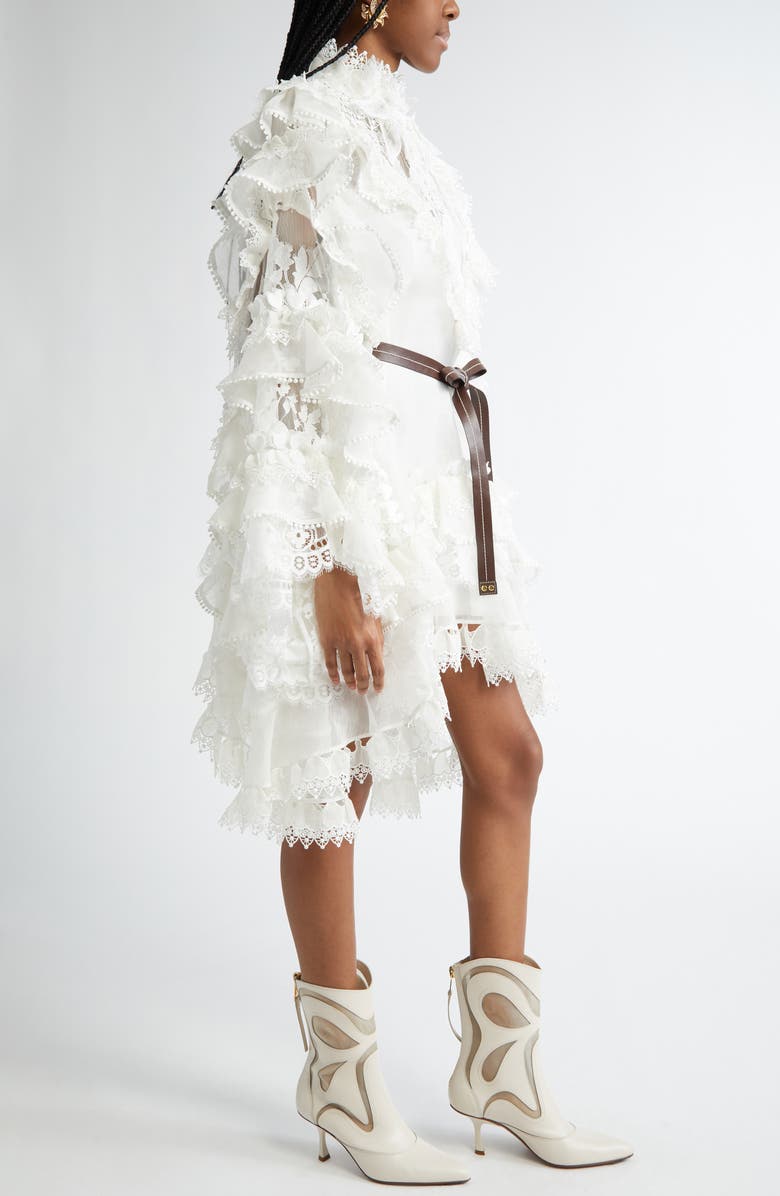 Zimmermann Crush Heart Trim Long Sleeve Minidress, Alternate, color, 