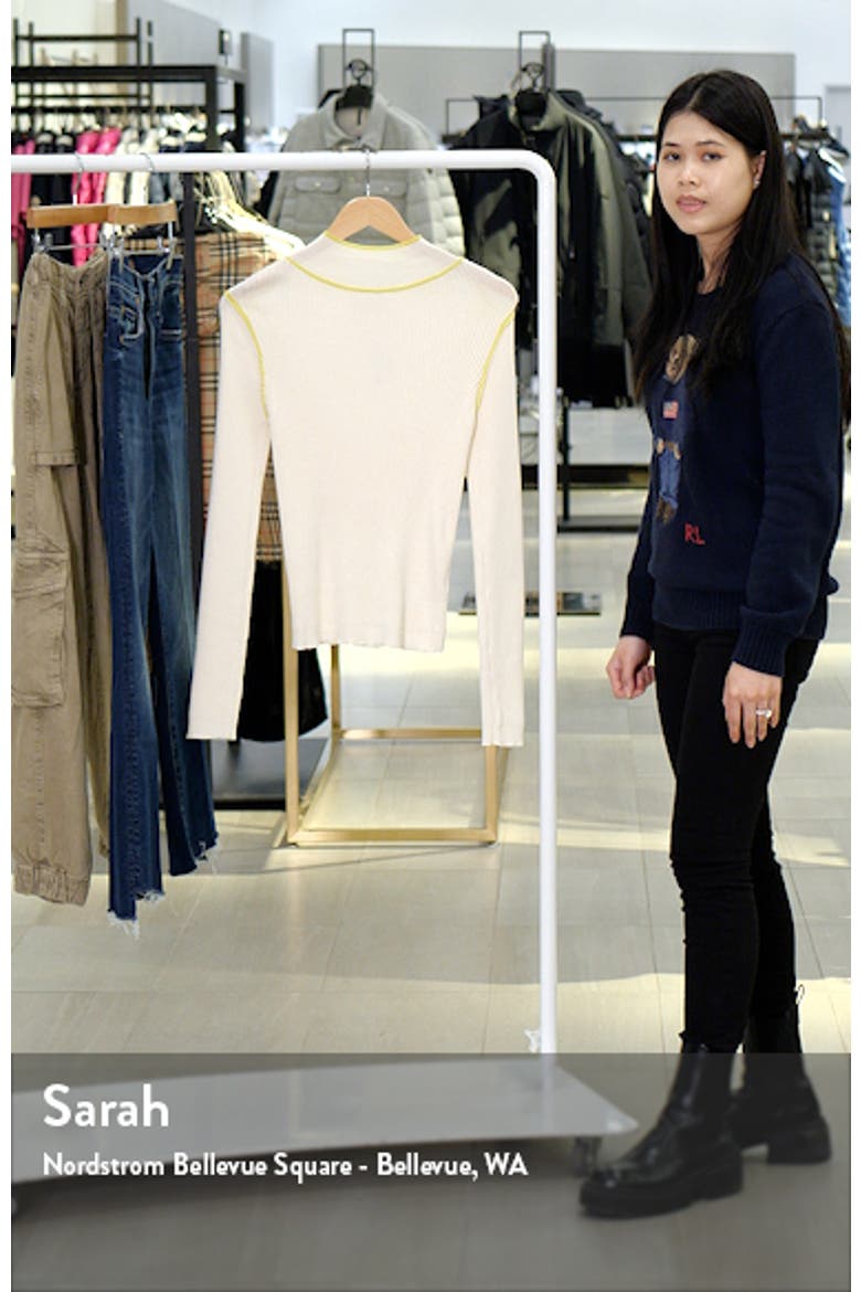 Contrast Seam Mock Neck Long Sleeve Top video