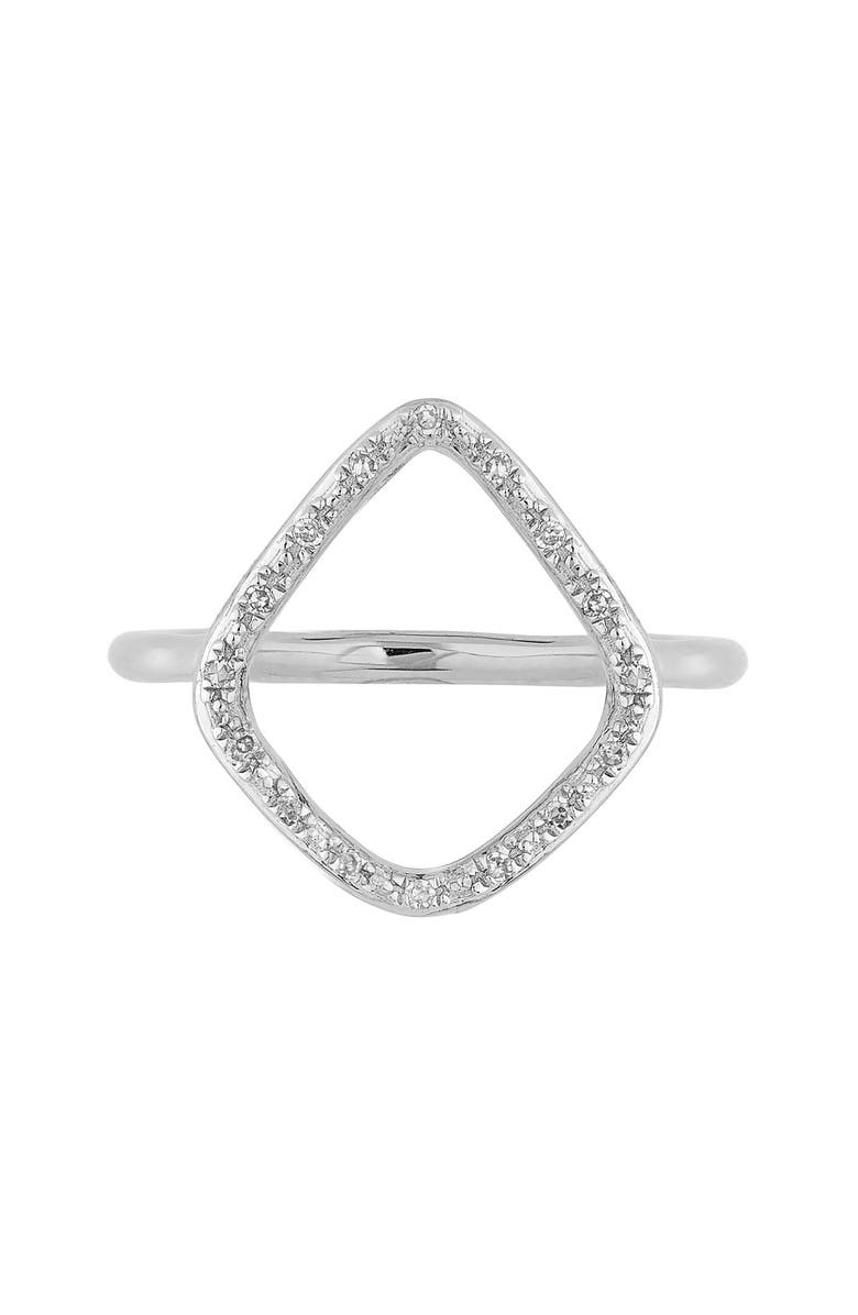 Monica Vinader Riva Diamond Hoop Ring, Main, color, Silver