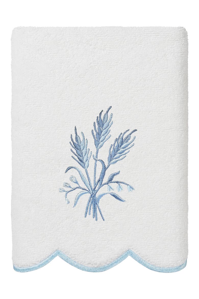Whitney Scalloped 3-Piece Embellished Towel Set, Alternate, color, WHITE/ BLUE