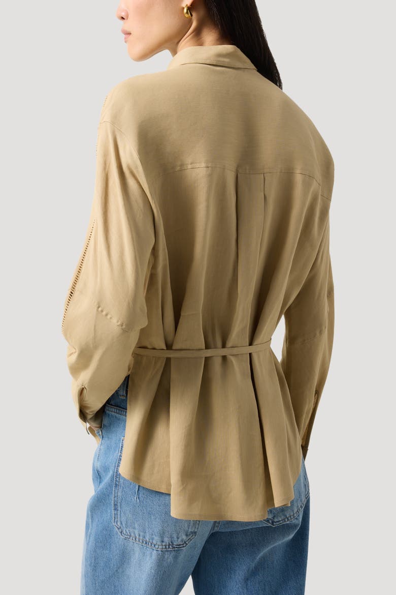 Catrina Linen Blend Blouse, Alternate, color, Camel