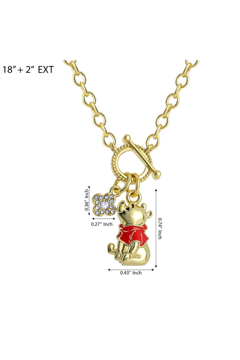 Winnie the Pooh Charm Necklace for Women, 18k Gold Flash Plate, 18"+2", Alternate, color, Metallic Gold
