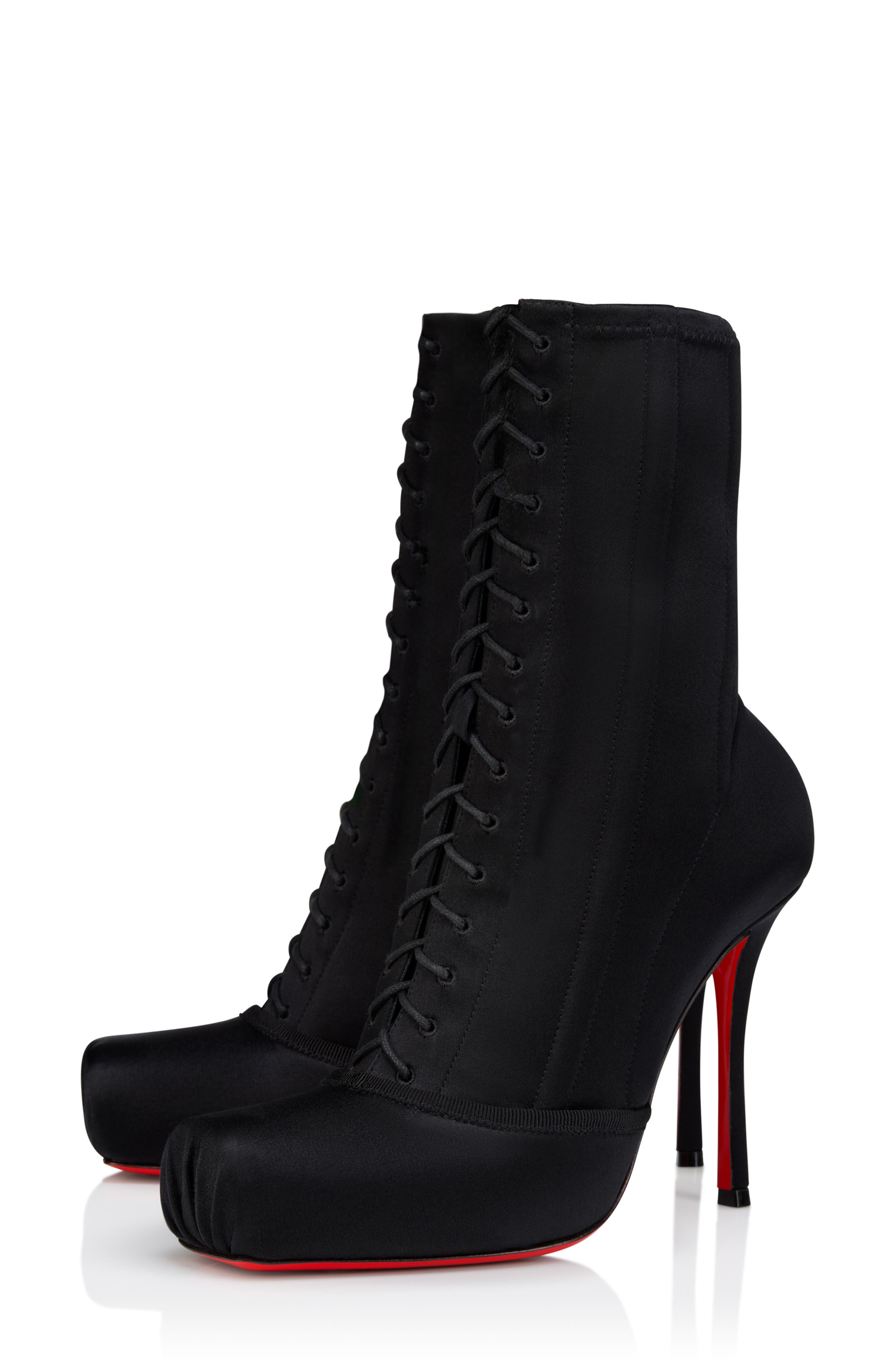 Christian Louboutin Cassia Pavlova Lace-Up Bootie, Main, color, Black