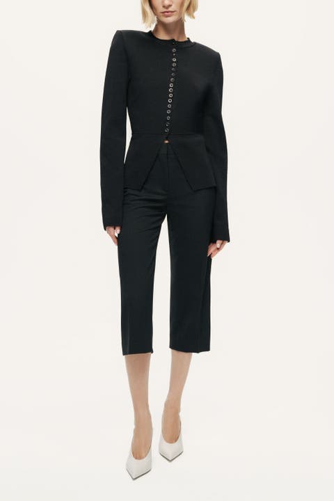 Sculpted Button-Front Knit Top