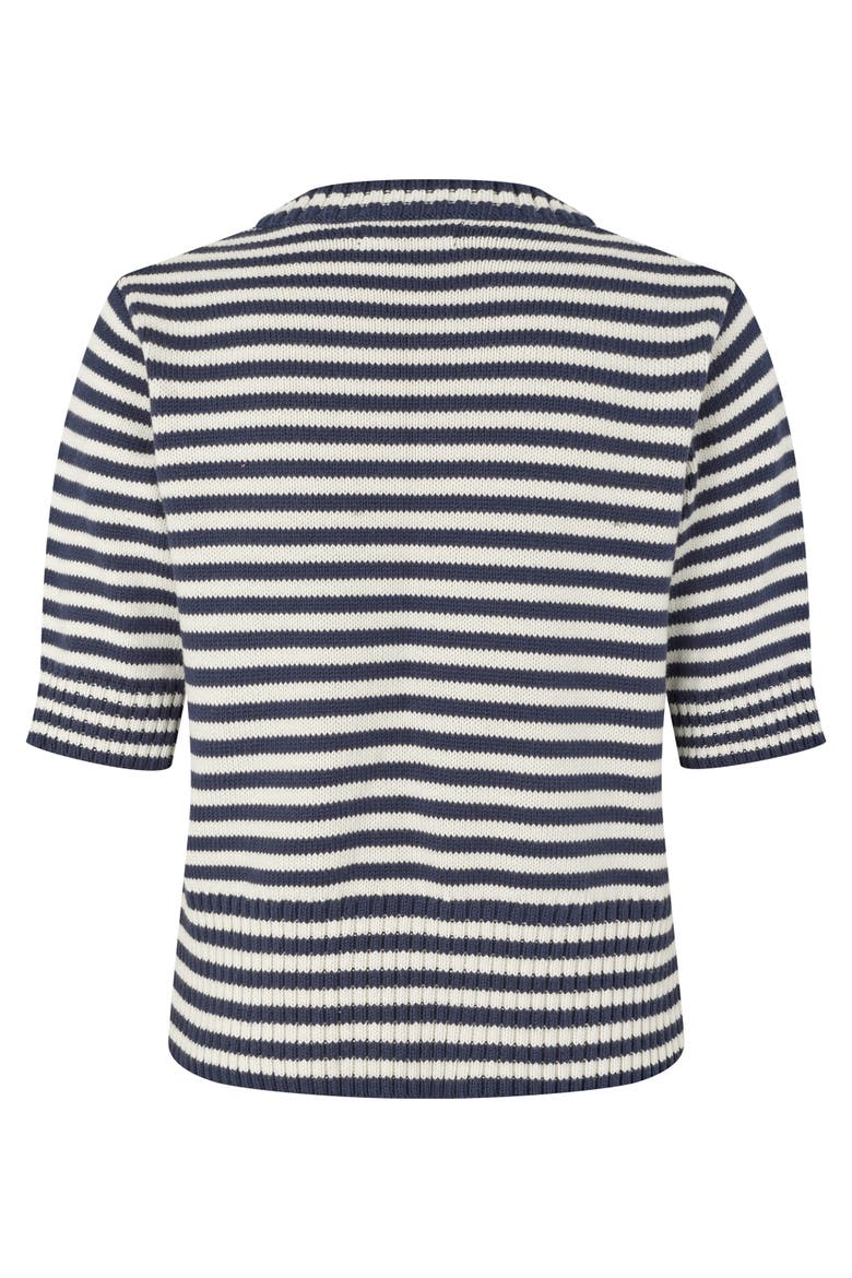 MaFaeleen Striped Short Sleeve Sweater, Alternate, color, Navy Blazer