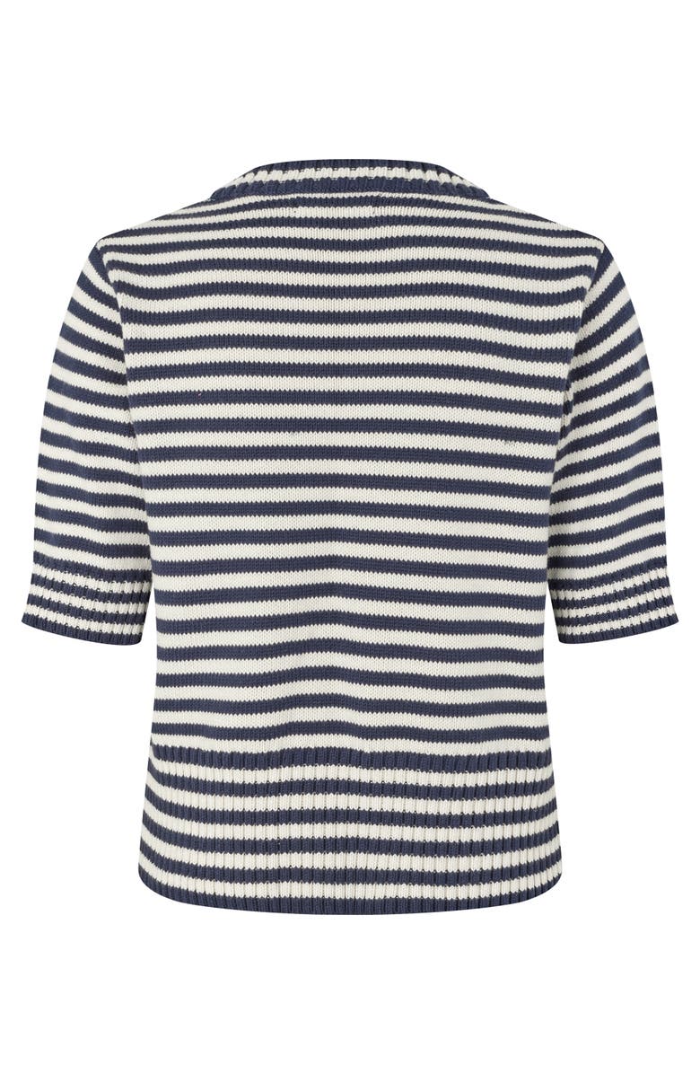 Masai Copenhagen MaFaeleen Striped Short Sleeve Sweater, Alternate, color, Navy Blazer