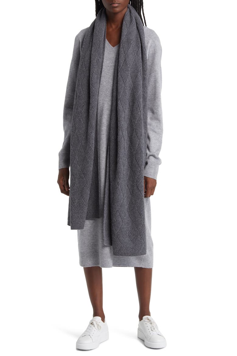Wool & Recycled Cashmere Scarf, Main, color, GREY DARK HEATHER
