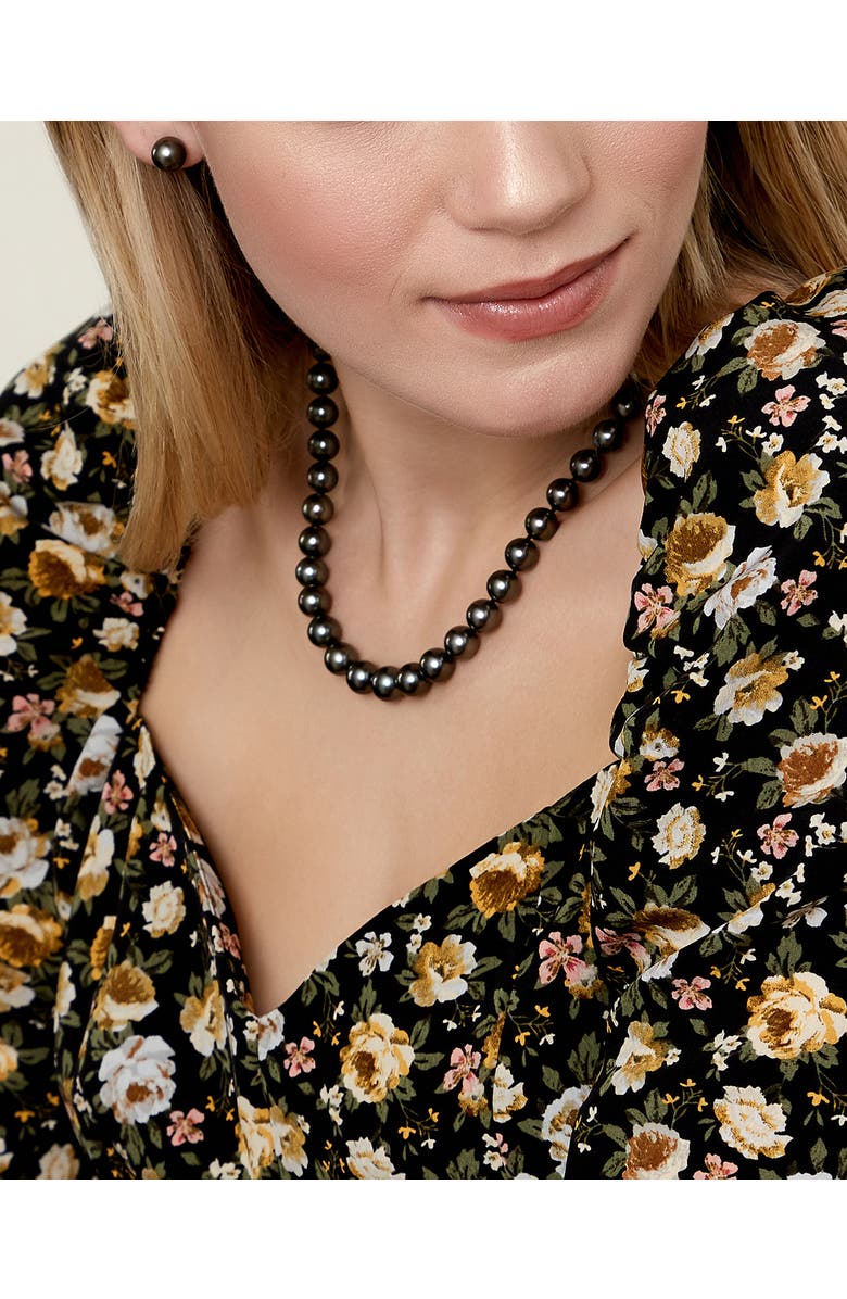 81039550 9-11mm Tahitian South Sea Pearl Necklace - AAAA Quality, Alternate, color, Yellow Gold Clasp