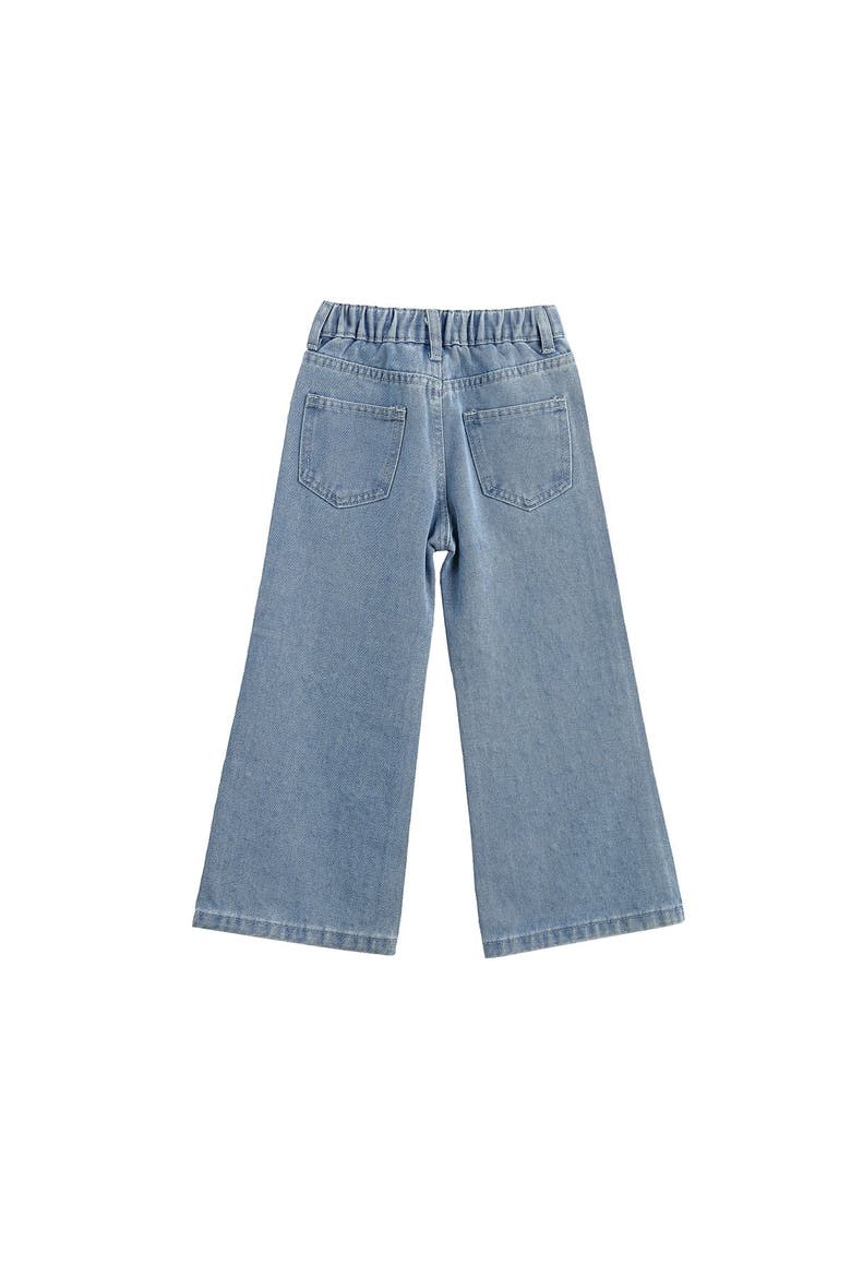 Bow Embroidered Rhinestone Wide Leg Denim Pants, Alternate, color, Blue