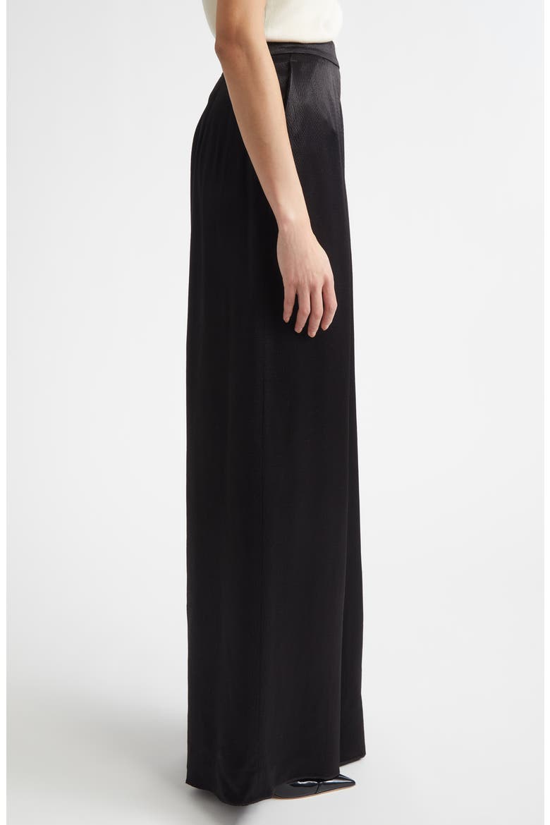 Maddie Hammered Satin Wide Leg Pants, Alternate, color, BLACK